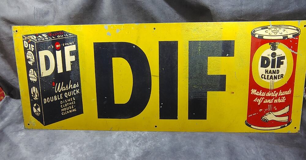 Original DIF Washing Powder Painted Metal Sign